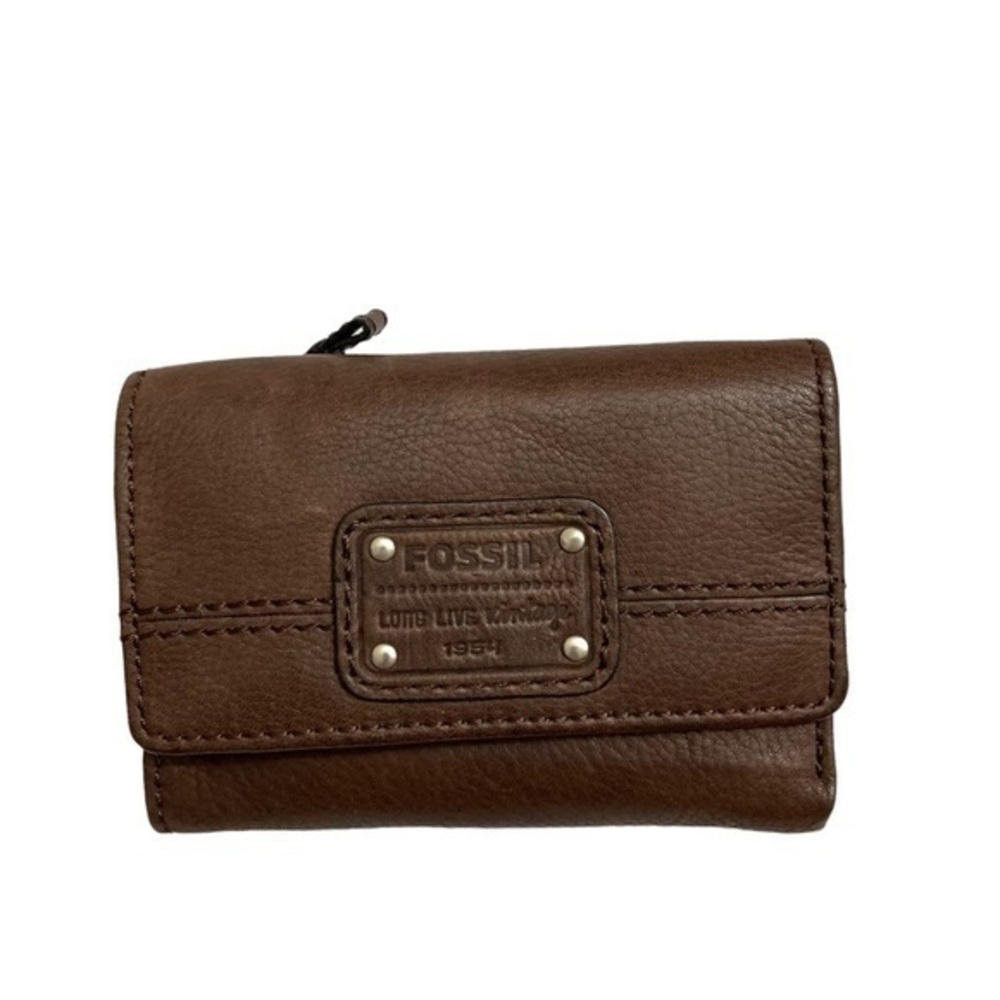 Fossil brown leather wallet long live vintage
